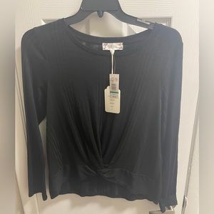 NWT Pink Rose twist black front top Sz XL